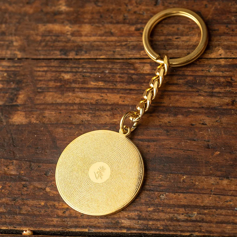 

Stainless Steel Shurangama Mantra Car Key Ring Buddhism Men's Transit Amulet Ma'am Religion Dasui Pendant High Jewelry