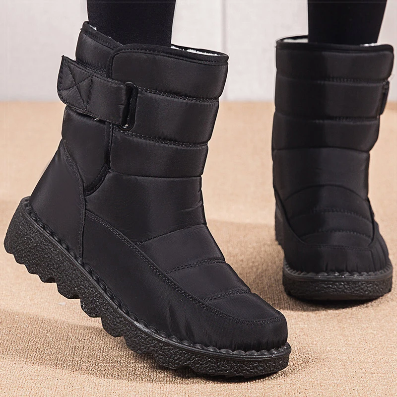Boots Woman 2025 Winter Boots Women Low Heels Snow Boots With Fur Warm Footwear Winter Shoes Woman Luxury Middle Botas Mujer