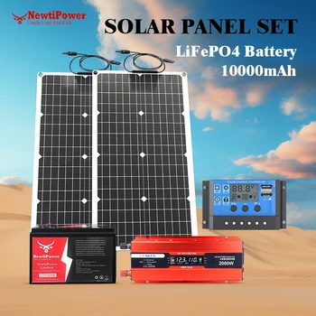 2000W Off-Grid Solar CompleteKit Power w/100A MPPT Controller, 110V 220V อินเวอร์เตอร์ & 10AH 30AH LiFePO4 แบตเตอรี่สําหรับ Home/RV/Camping 1
