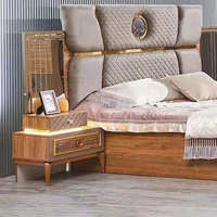 Meubles de chambre à coucher modernes, ensemble de chambre King, lit en bois Royal turc, couleur bois 4