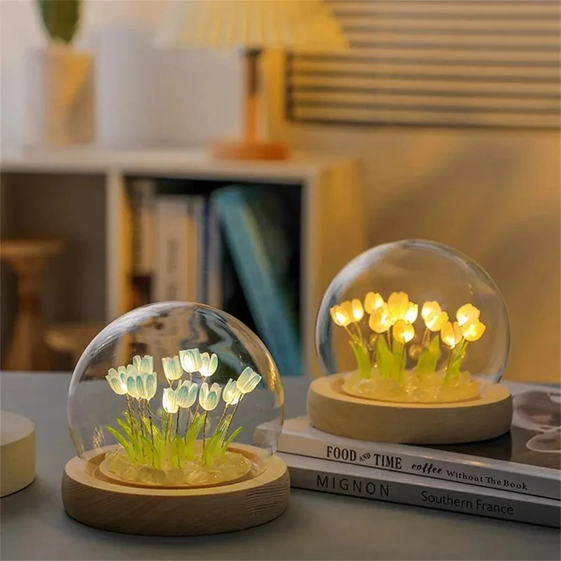 Artificial Tulip Flower Night Light LED Bedside Lamp Bedroom Decor Christmas Birthday Gifts Table Artificial Plants Artificial Flowers Artificial Flower Bouquet