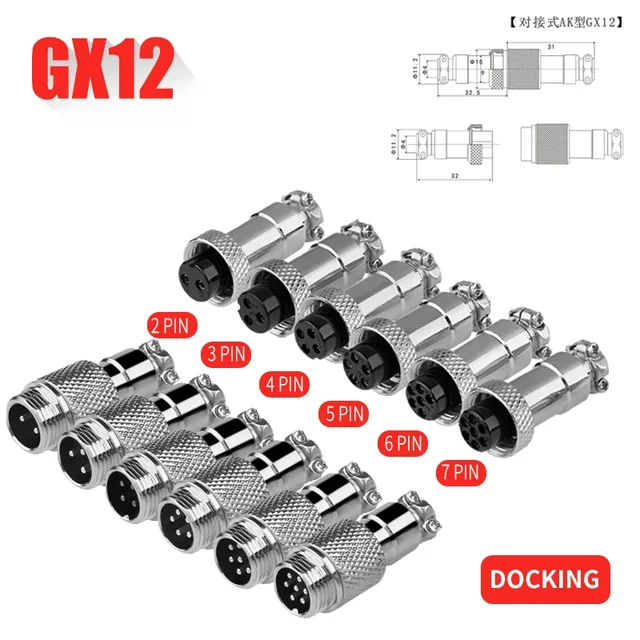 5/10/20Set GX12 GX16 GX20 2 3 4 5 6 7 8 9 10 12 14 15 Pin Male&Female Docking Aviator Aviation Plug Socket Circular Connector 7