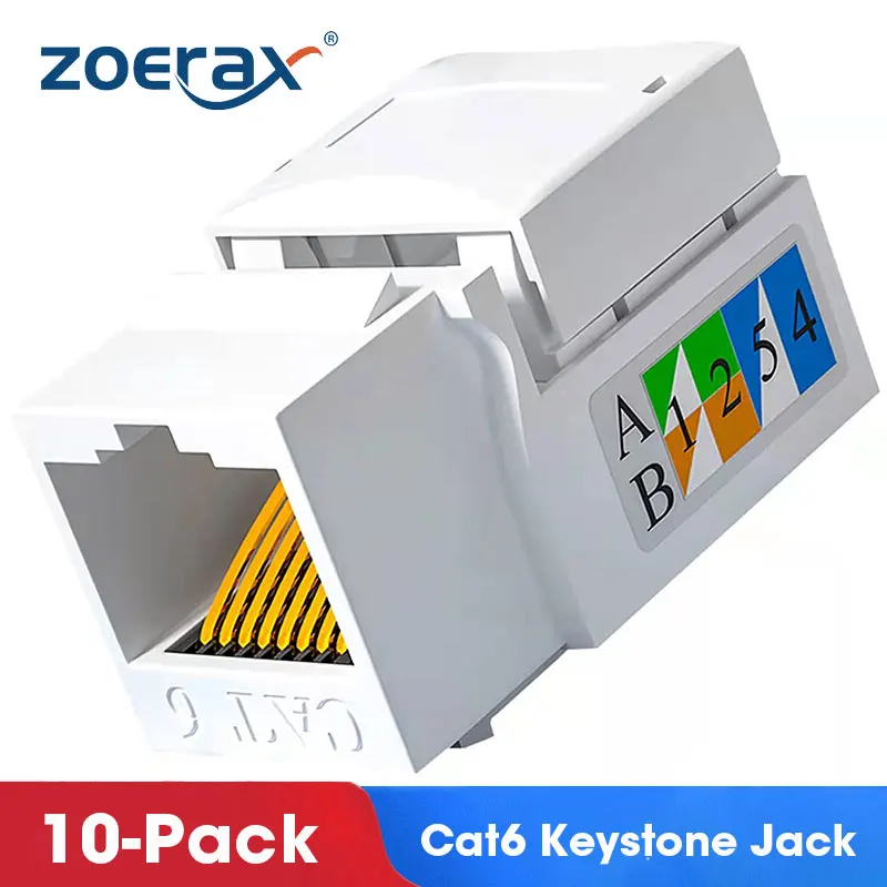 Zoerax 10db cat6 RJ45 Sarkkő jacket lyukasztás Finom toll csatlakozó hálózati Ethernet falra Adapter Fehérítőszer Ethernet Modul Kapcsolás