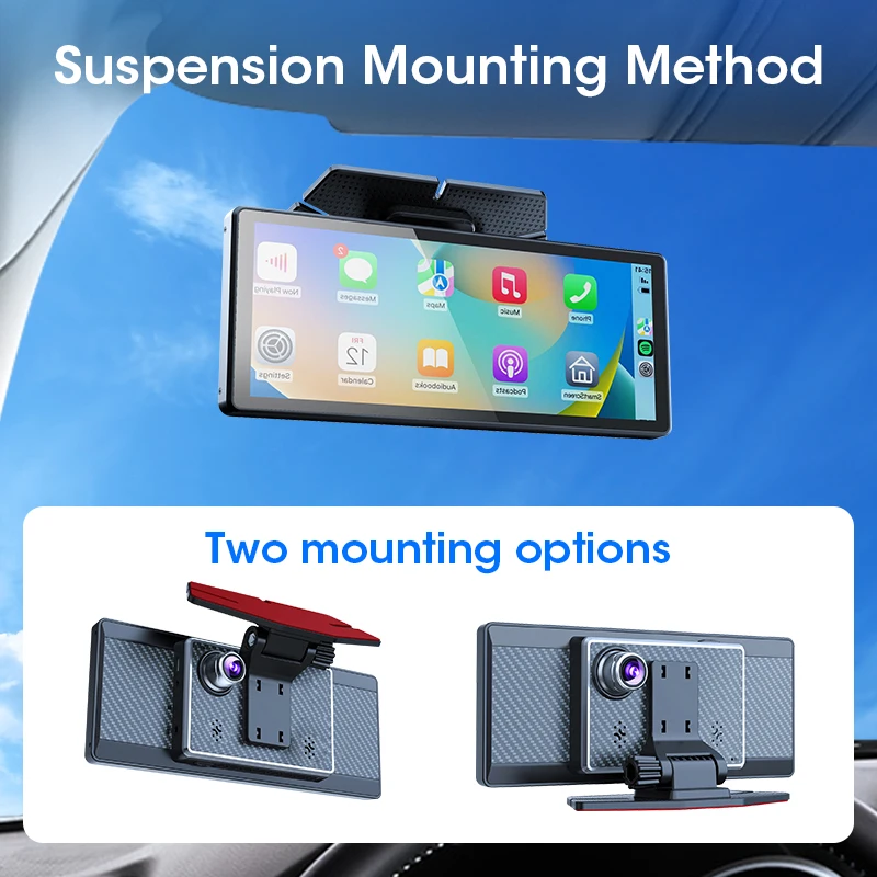 Doppia fotocamera 2.5K Dash Cam Wireless Android Auto Carplay per auto Telecamera anteriore e interna per auto con registrazione in loop per visione notturna IR - immagine 3
