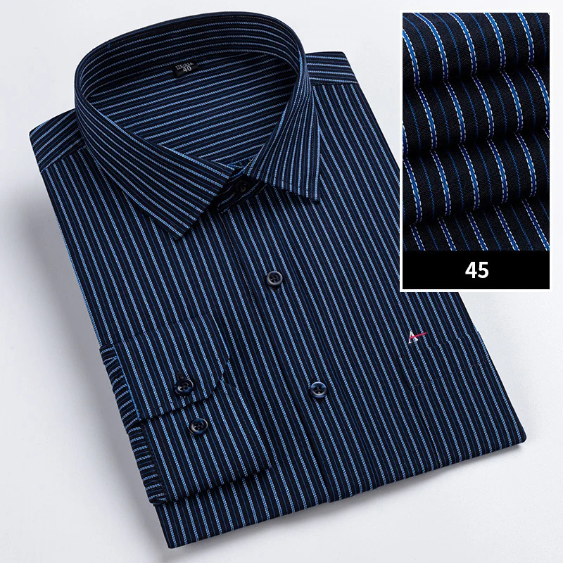 2021 Novos Homens Sólidos Stripe Camisa de Negócios Casual Moda Slim Fit Branco Camisa de Manga Longa Roupas de Marca Masculina