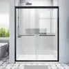48 Inch Glass Shower Door with 1/4" (6mm) Clear SGCC Tempered Glass,44-48 in.W x72 in.H Semi-Frameless Sliding Shower Door 1