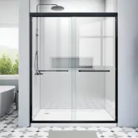 48 Inch Glass Shower Door with 1/4" (6mm) Clear SGCC Tempered Glass,44-48 in.W x72 in.H Semi-Frameless Sliding Shower Door 1