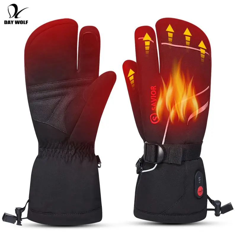 Day Wolf Heated Ski Gloves Rechargeable Battery Winter Mittens Man