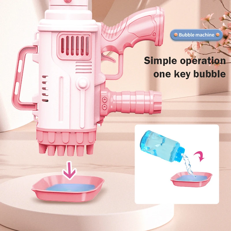 Children's Automatic 32 Hole Bubble Gun Electric Bubble Machine Outdoor Parent-Child Bubble Blowing Toy With Light Children Gift 2
