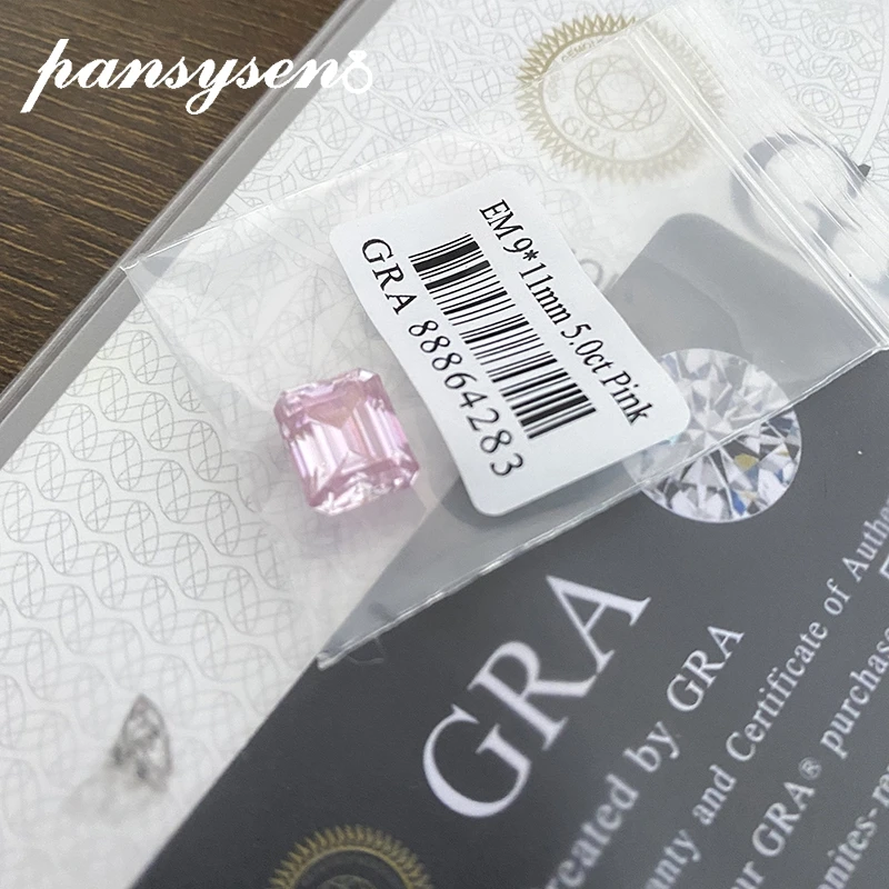 PANSYSEN Luxury 5CT 9x11MM Emerald Cut Pink Moissanite Loose Gemstones Excellent Cut Fine Jewelry Accessories