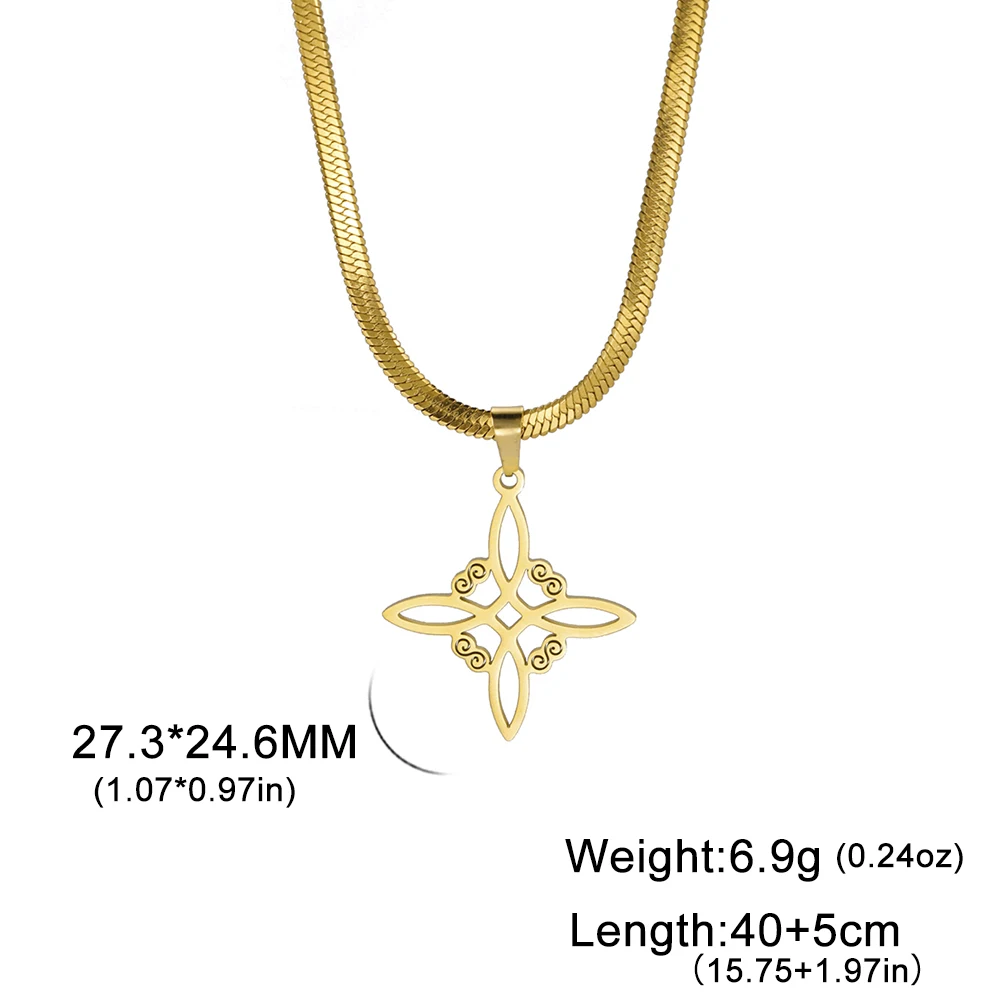 Ciondolo Celtico In Acciaio Collana Ciondolo Nodo Della Strega In Acciaio - Stile Celtico, Amuleto Portafortuna Collana In Acciaio