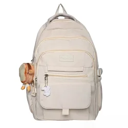 Stylish Kawaii Youth Backpack - Trendy Student Laptop Bag & Book Rucksack (Beige)