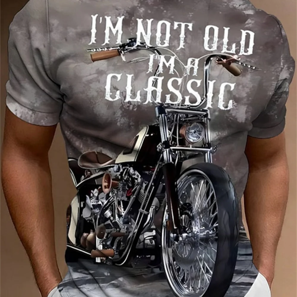 오토바이 티셔츠 남자 3D 인쇄 짧은 소매 빈티지 클래식 TShirt For Mens Street Ride 바이커 셔츠 탑 오버 사이즈 티셔츠