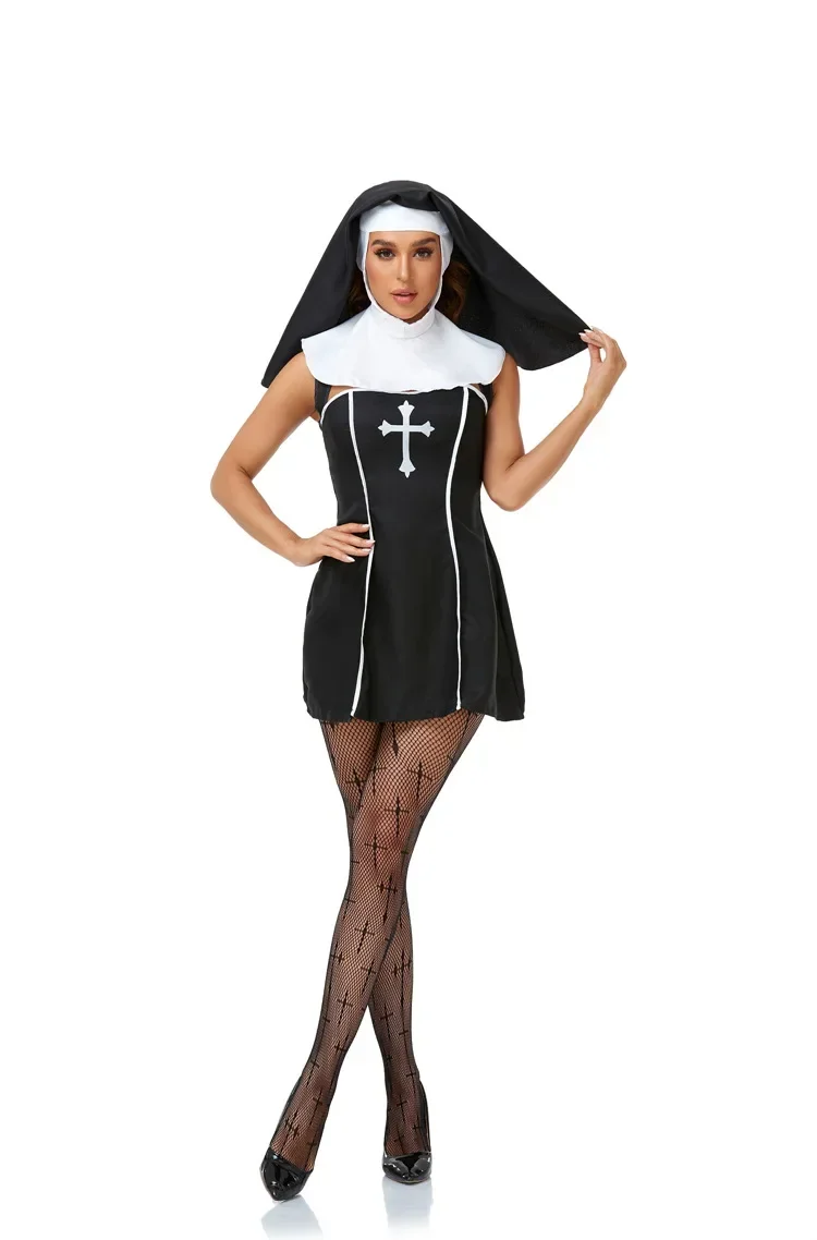 Easter Halloween Cosplay Party Costume Adult Sexy Nun Role Play Stage Fancy Party Dress