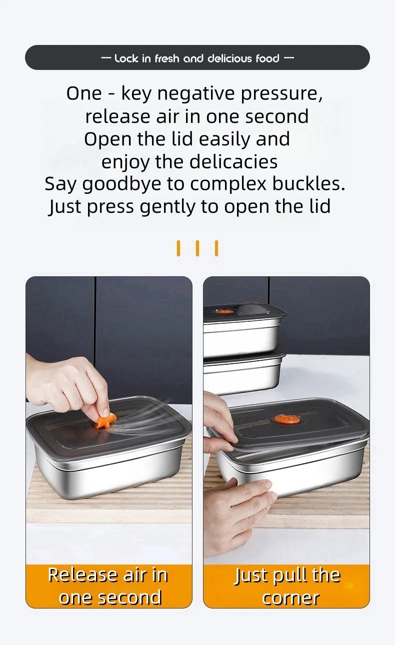 caja para alimentos con bacio de aire, fiambrera para estudiantes, contenedor de almacenamiento de alimentos con tapa, fiambrera Bento, herramienta de acampada para pícnic al aire libre » caja para alimentos con bacio de aire