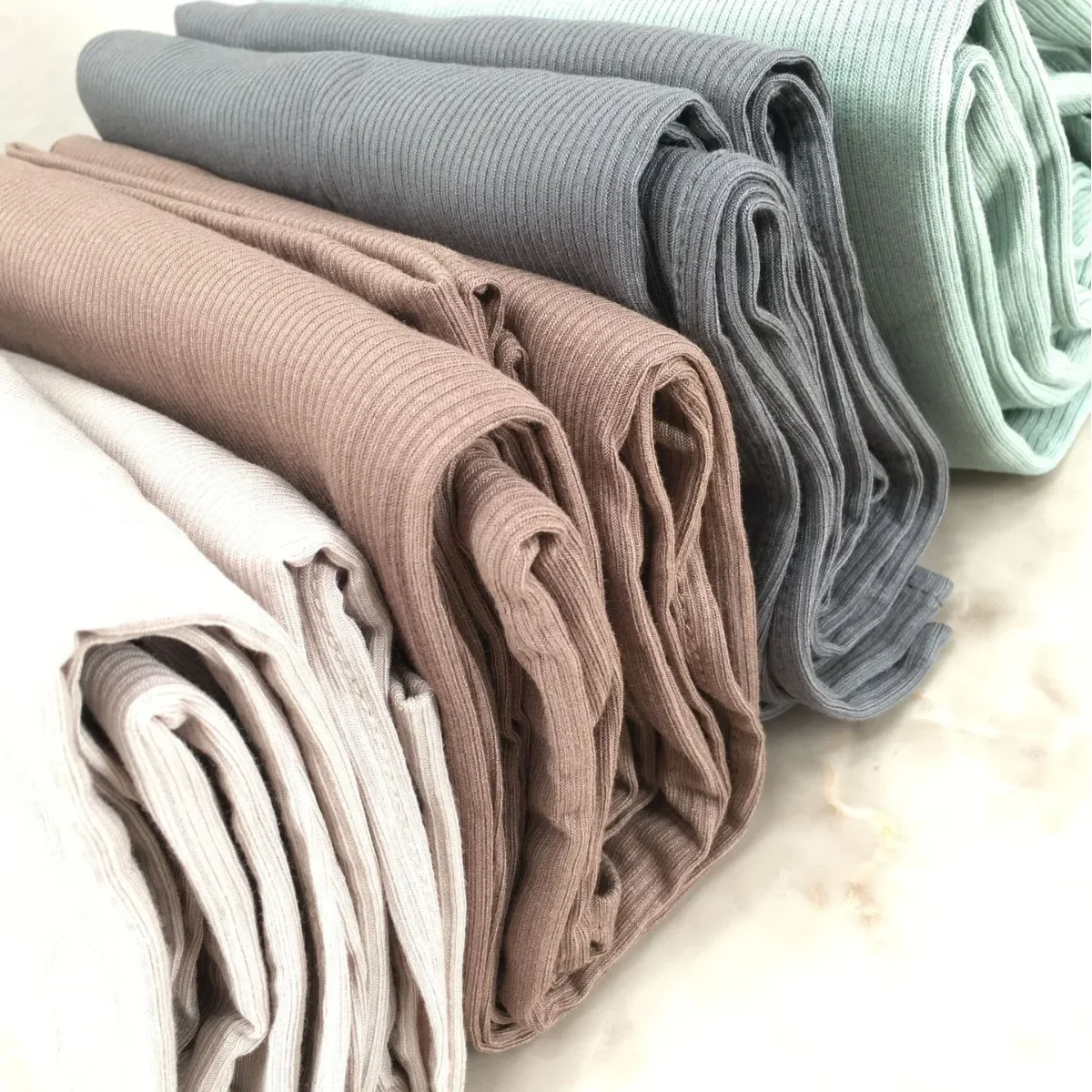 New Bamboo Hijab Scarf  Elastic Breathable Thread Knitted Scarf Women's Solid Color Soft Striped Headscarf Pit Stripes Bandana 4