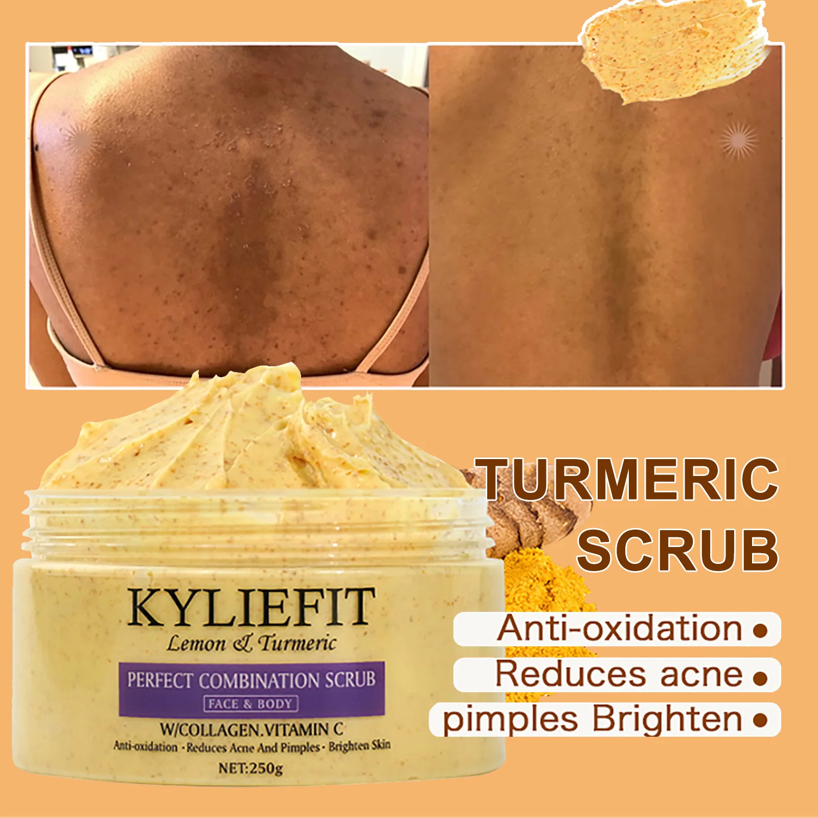 AILKE Organic Turmeric Skin Care Set, Brighten, Cleaning Skin, Reduce Acne, Exfoliation, Reduce Blemish, Improve Dull Skin 4