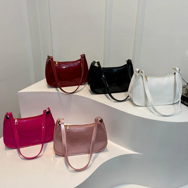 Retro Solid Color PU Leather Shoulder Bag Fashion Women's Handbags Casual Designer Hobos Underarm Bag 4