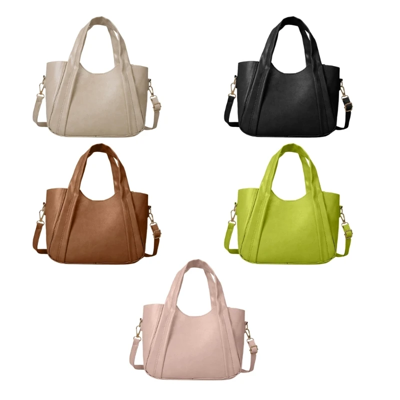 

2023 Leather Tote Bag Solid Color Handbag Large Capacity Versatile Bucket Bag