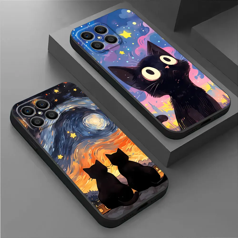 Starry Sky Cat Silicone Phone Case Cover