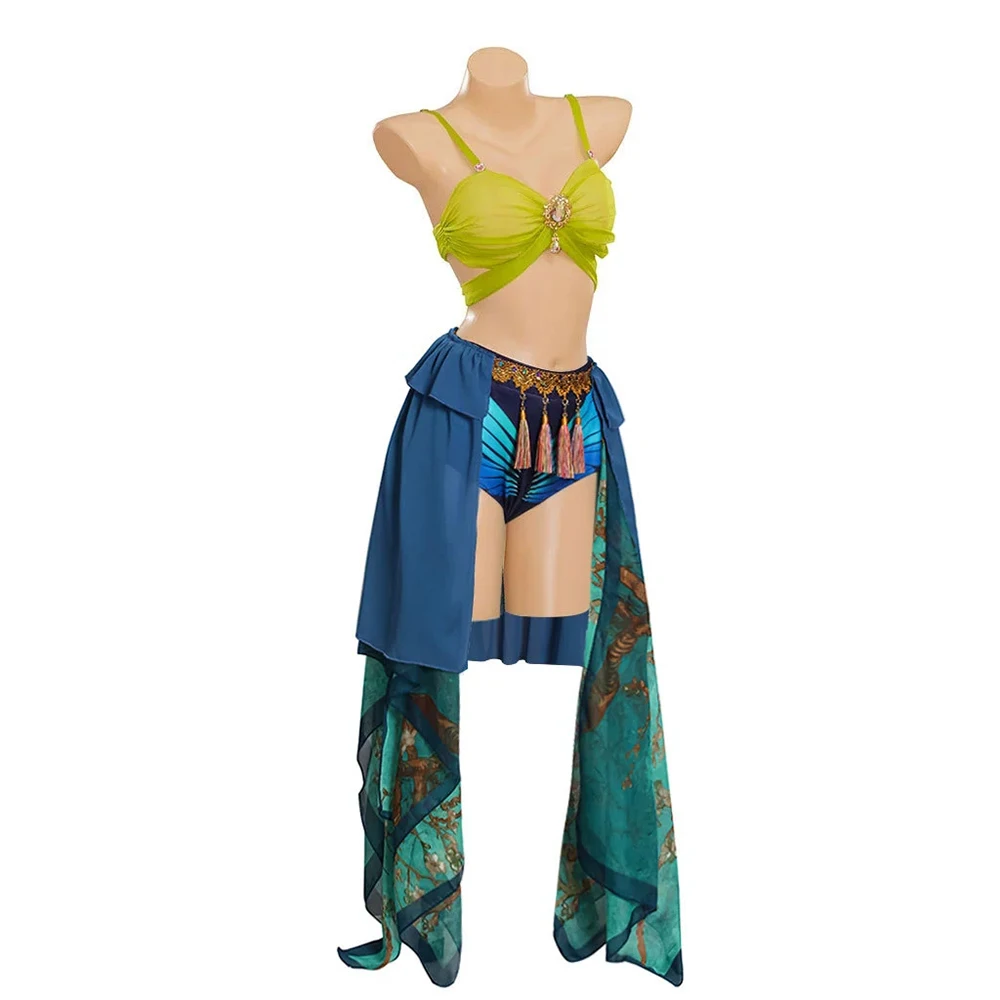 90s Pop Star Inspired Costume with Bra Top and Short Skirt for Stage Performance