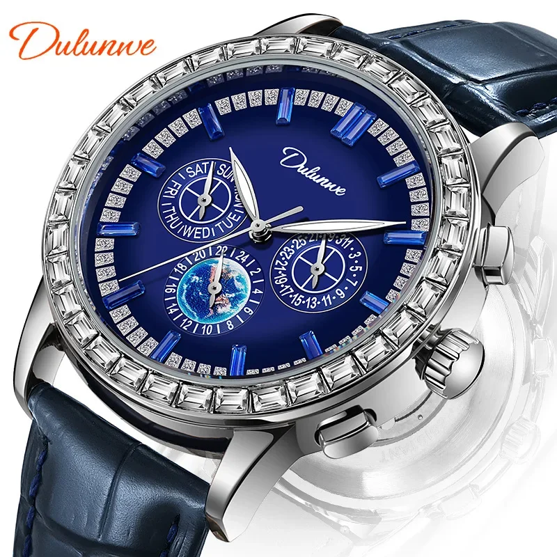 

Round Tourbillon Business Waterproof Sports Mechanical Watch Men's Calendar Glow-in-the-dark Luxury Zircon Watch