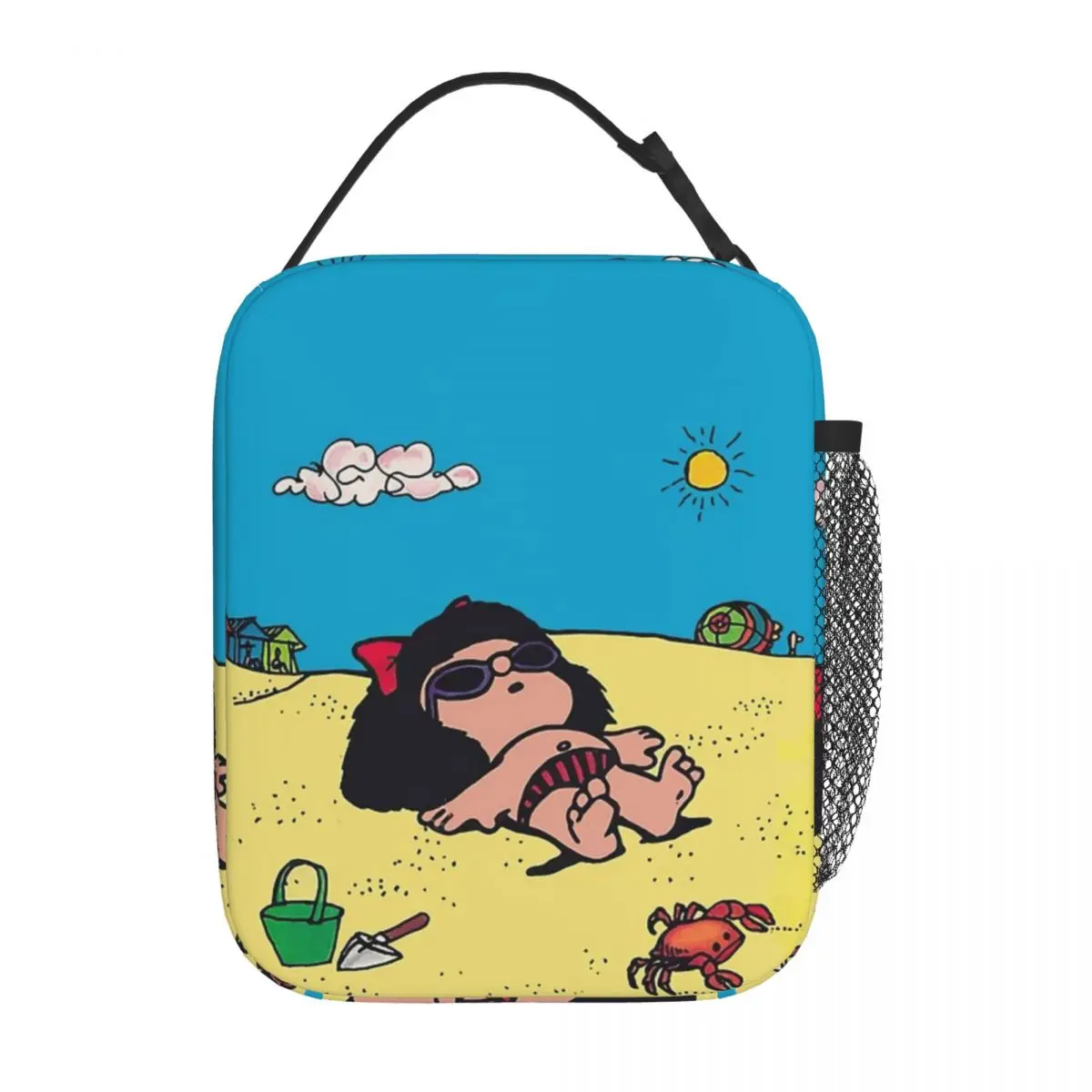 Mafalda On The Beach Thermal Insulated Lunch Bags for Office Kawaii Portable Food Bag Men Women Thermal Cooler Lunch Box