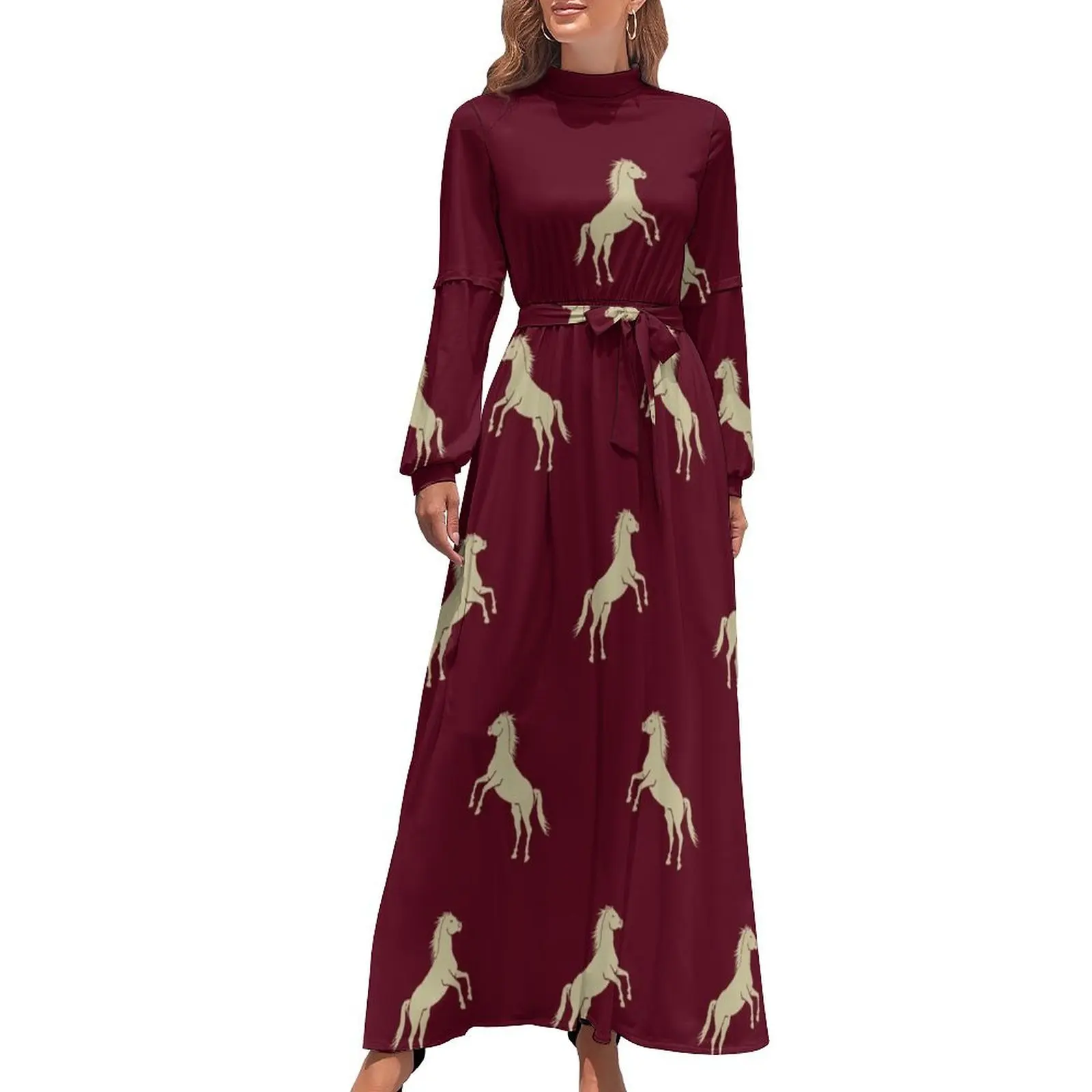 thumbnail image 1 of Vestido largo Gold Horse, vestido para mujer, vestidos largos de verano para mujer, 1 of 5