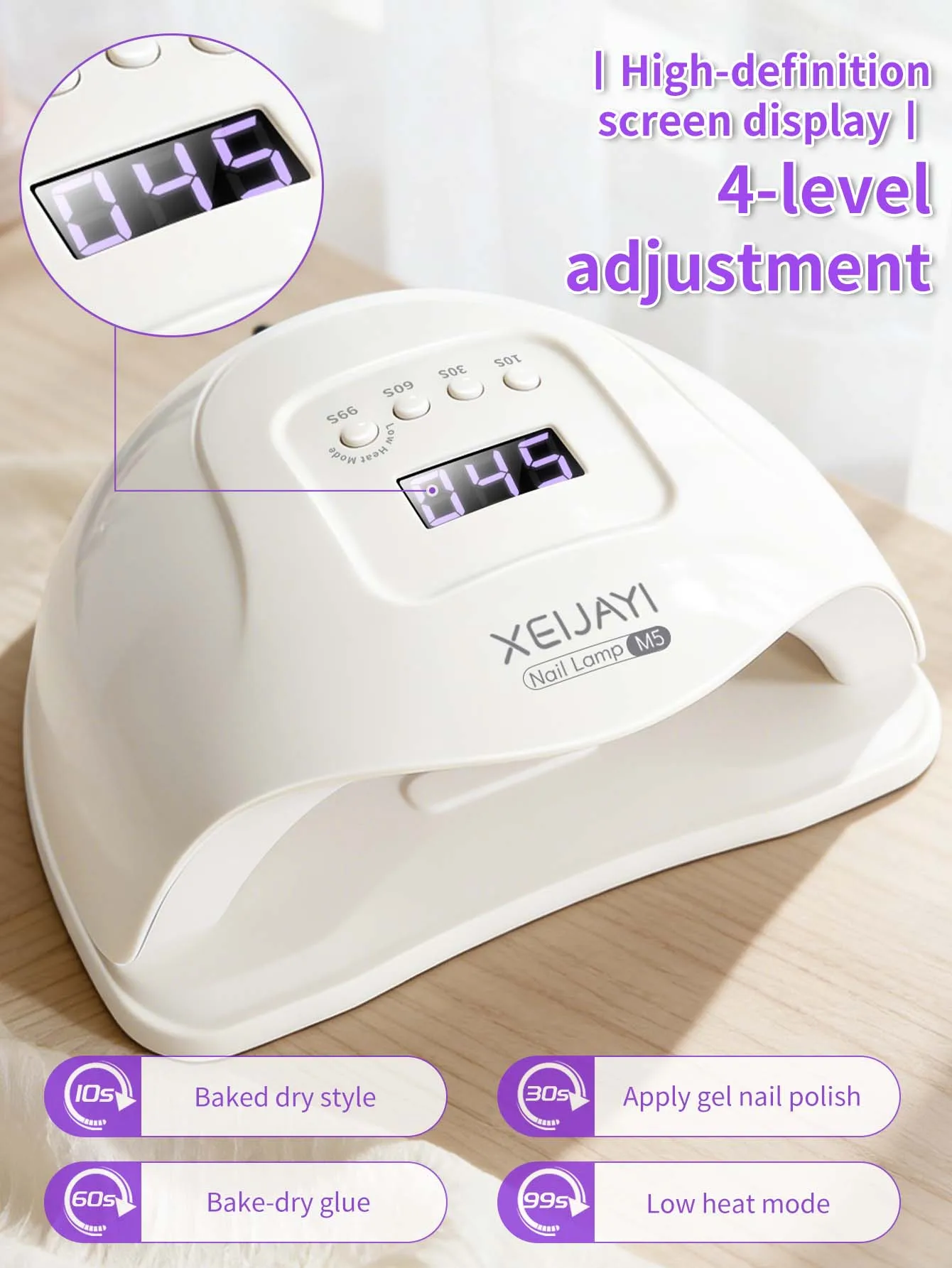 1개 화이트 UV LED 네일 램프 24개 램프 비즈 전문 네일 드라이어 젤 폴리쉬 라이트, 4가지 타이머 설정 LED 드라이어가 있는 UV 네일 라이트