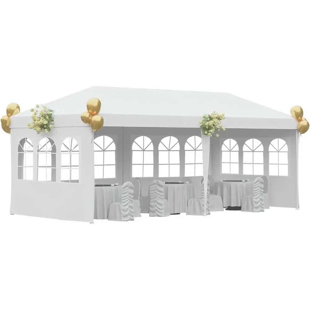 

10x20 Outdoor Gazebo Wedding Party Tent Canopy Tent with 4 Removable Sidewalls,White Freight free