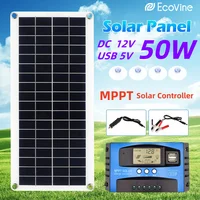 Panneau solaire 12V DC 5V USB Type-C, Kit de charge portable et flexible, système léger pour téléphones, voiture, camping, randonnée, banques d'alimentation IP65 1