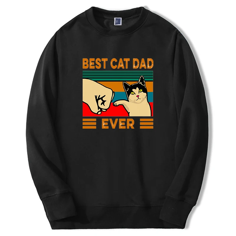 

2024 Mens Fashion Animals Cats Hoodies Kawaii Cute Cat Best Dad Ever Sweatshirts Gift For Father Harajuku Fashion Sudaderas