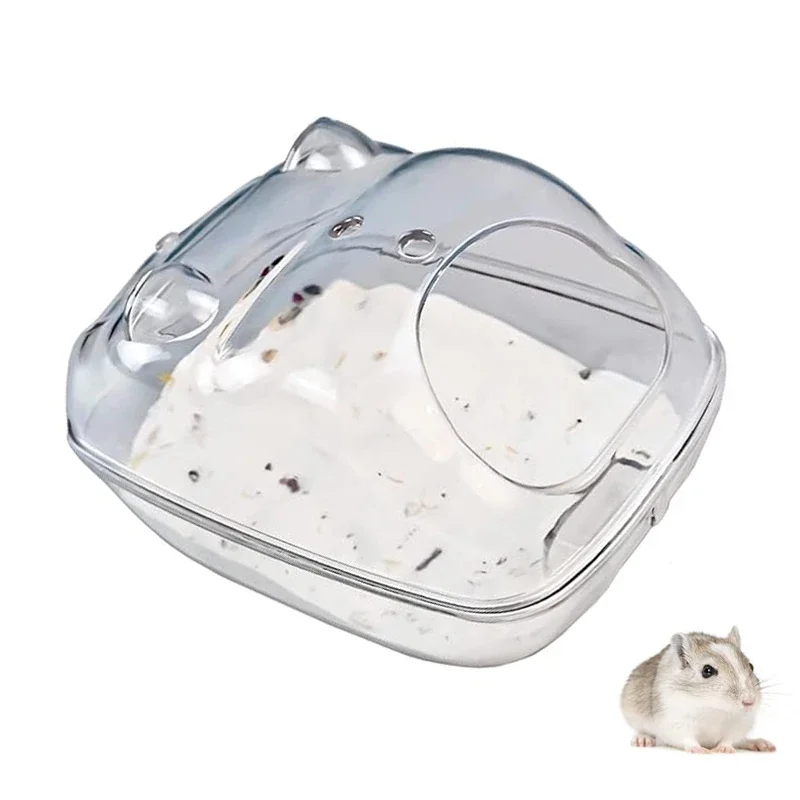 

Hamster Bathroom Large Space Panoramic Transparent Sand Bath Box Dust-proof Small Pet Toilet Guinea Pig Hamster Accessories