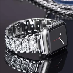 Elegant Rhinestone Metal Bracelet Watch Band Strap - 38 40 41mm (Silver)