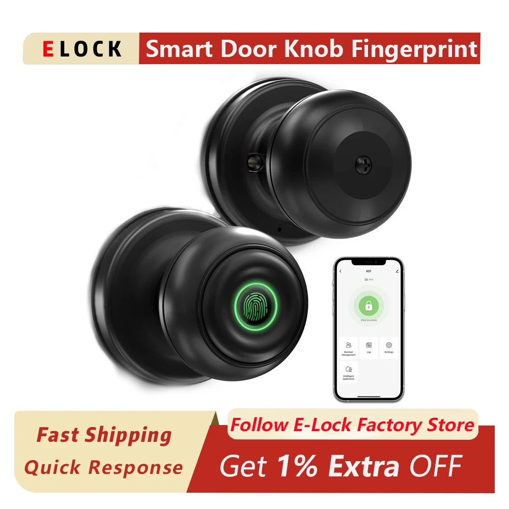 SmartDoorKnobFingerprintDoorLockIntelligentLockBiometricLock