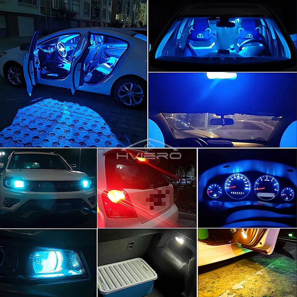 10Pcs 유리 Cob LED 자동차 전구 W5W 194 T10 웨지 번호판 램프 돔 라이트 화이트 자동 인테리어 독서 실행 주차 백업