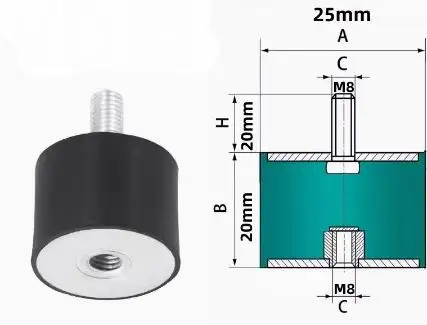 Rubber Shock Absorber Cushion with Anti-Slip Isolation and Dual-Thread Design