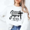 Jesus The Way The Truth The Life Letter Print Washed Sweatshirt Crew Neck Casual Sweatshirt For Winter Fall Women's Clothing 3