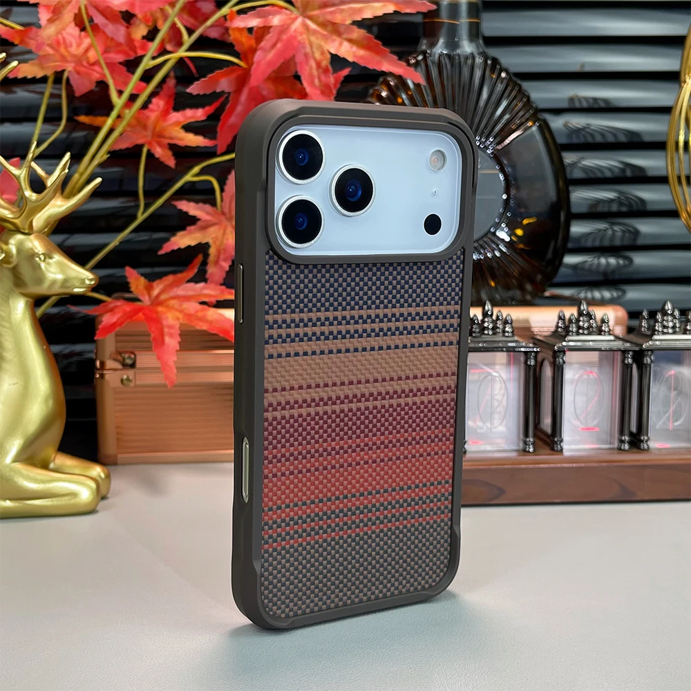 Premium Magnetic Real Carbon Fiber Kevlar Phone Case - Wireless Charging Compatible, Durable Protective Cover