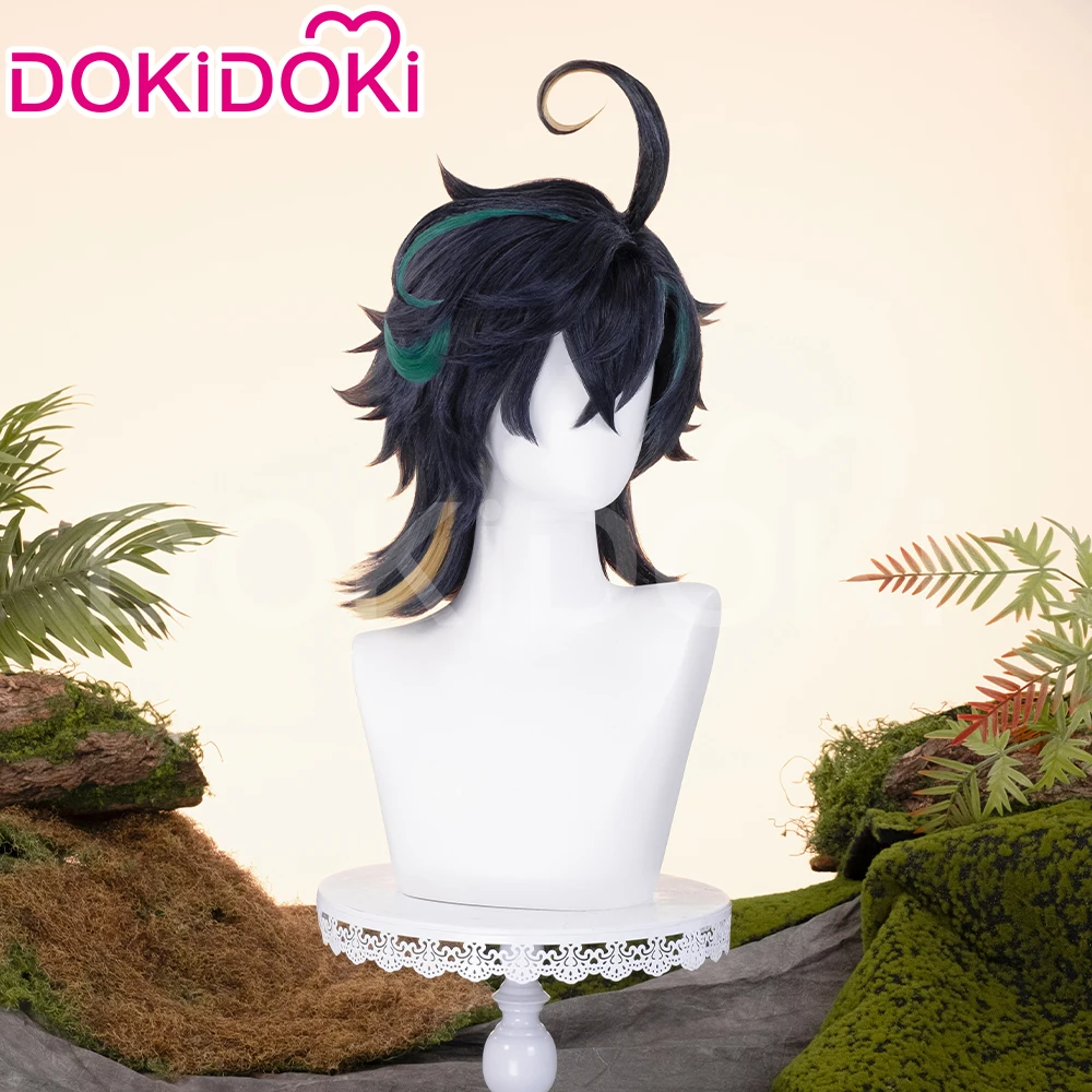 Cosplay Prop Genshin Impact Cosplay Wig 45cm Short Hair Natlan Kinich Cosplay Ear Clips Tattoo Free Cap