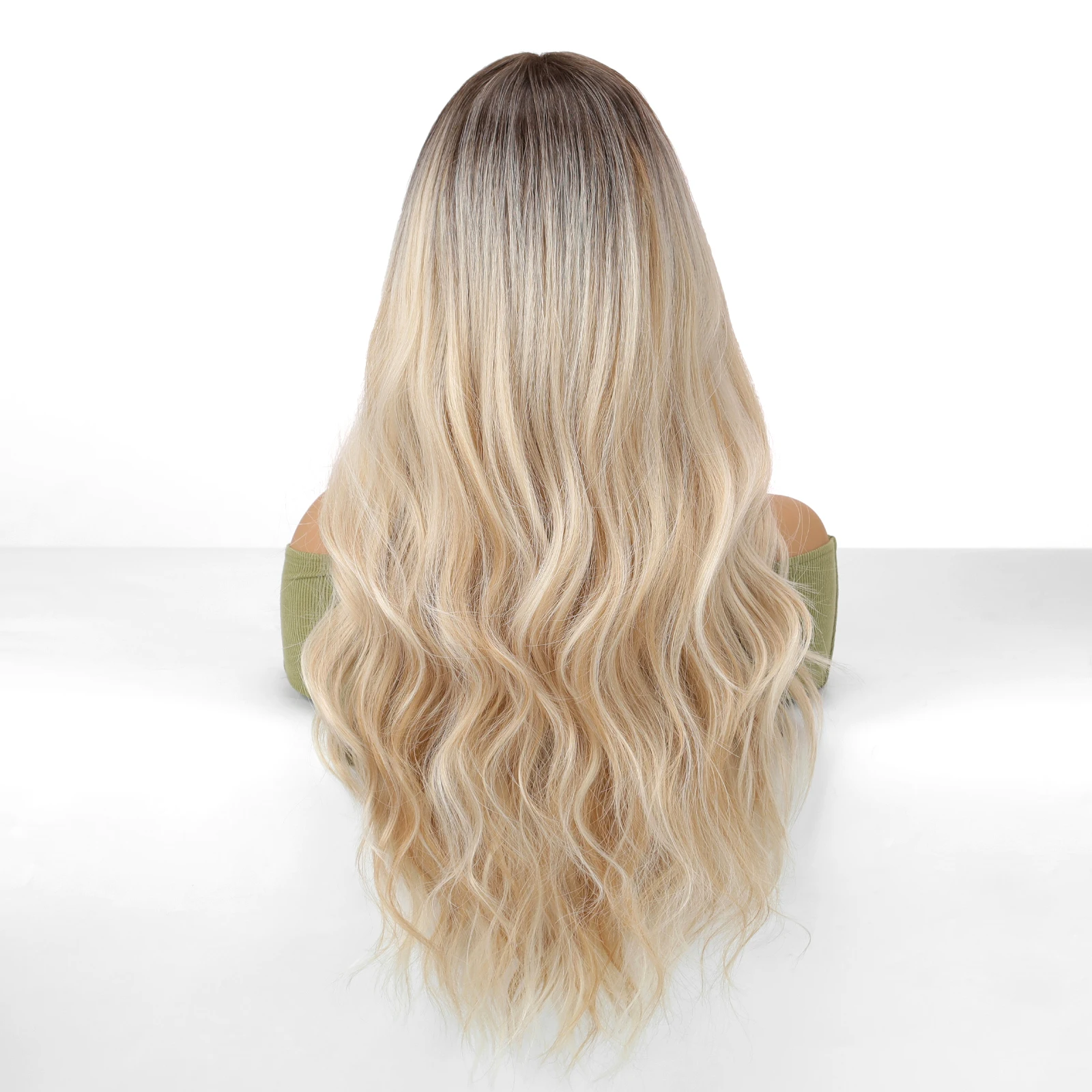 Lace Wigs Womens Synthetic Wigs Synthetic Wigs CharmSource HD 13x6 Long Wavy Blonde Ombre Heat Resistant For White Women