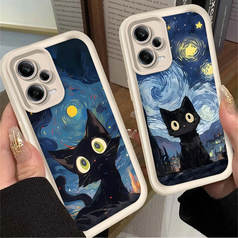 Starry Night Art Black Cat Phone Case
