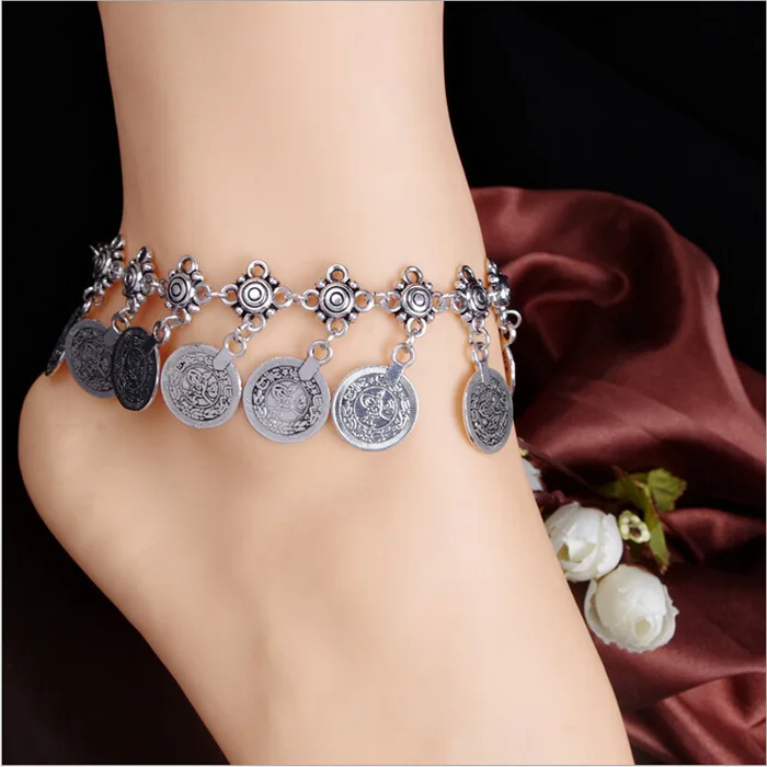 Party Hippy Boho Beach Turkish Jewelry Gold color Coin Vintage Bohemia Carved Coin Bracelets Bangles for Woman Pulseras Bracelet Jewelry