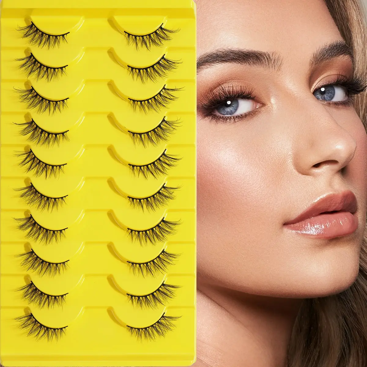 MAGEFY 10 Pairs Pack Eyelashes Extensions Sexy Cat Eye False Eyelashes Natural Look Mink Lashes Strip Lashes For Women Daily