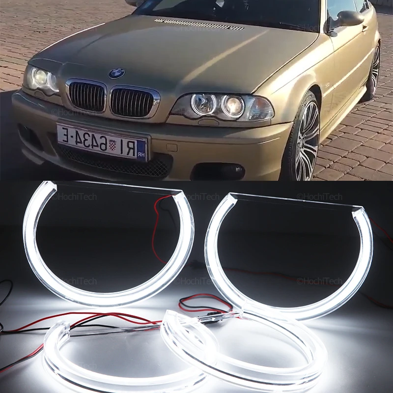 for BMW 3 5 7 Series E36 E46 E39 E38 318tds 730iL 735i 323i 750i 325i LED  Crystal Angel Eye Daytime Light Horseshoe Shape