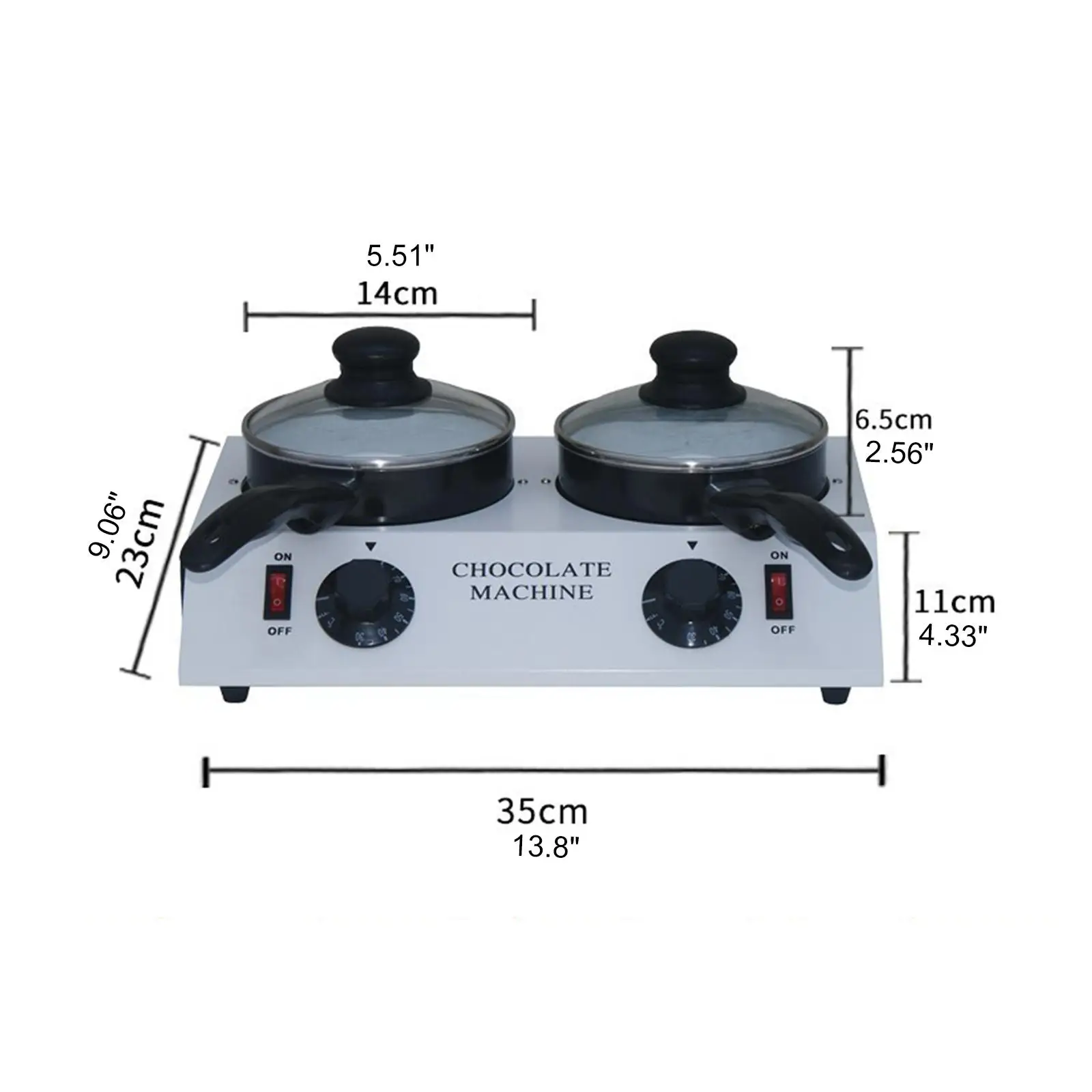 Chocolate Melting Pot US Adapter High Performance Wear Resistant 2 Pots Sturdy Chocolate Melting Machine for Cream Butter Cheese