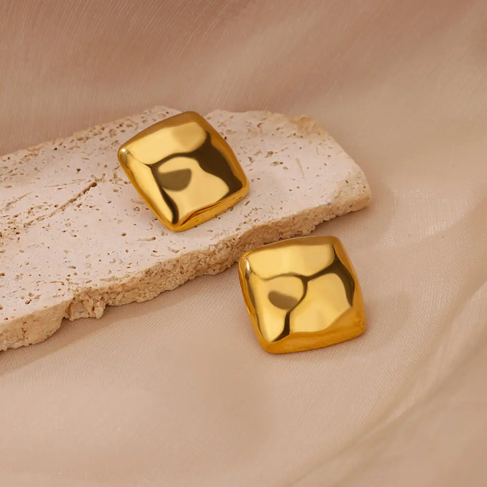 Stainless Steel Square Stud Earrings For Women