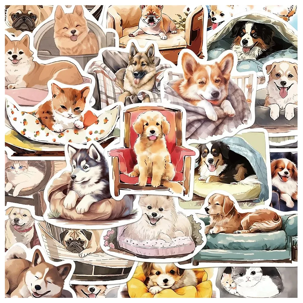 10/30/50Pcs Cute Cartoon Animal Stickers Kawaii Cats Dogs Vinyl Waterproof Graffiti Decals Decorative Laptop Skateboard Suitcase 10 30 50 100pcs funny classic cats meme stickers creative animal cartoon sticker laptop suitcase bike notebook kids decal toys