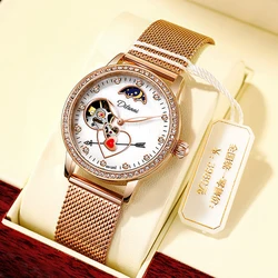 Ladies New Watches Luxury Brand Automatic Mechanical Crystal Diamond Wristwatch Women Waterproof Fashion Casual Luminous Clock