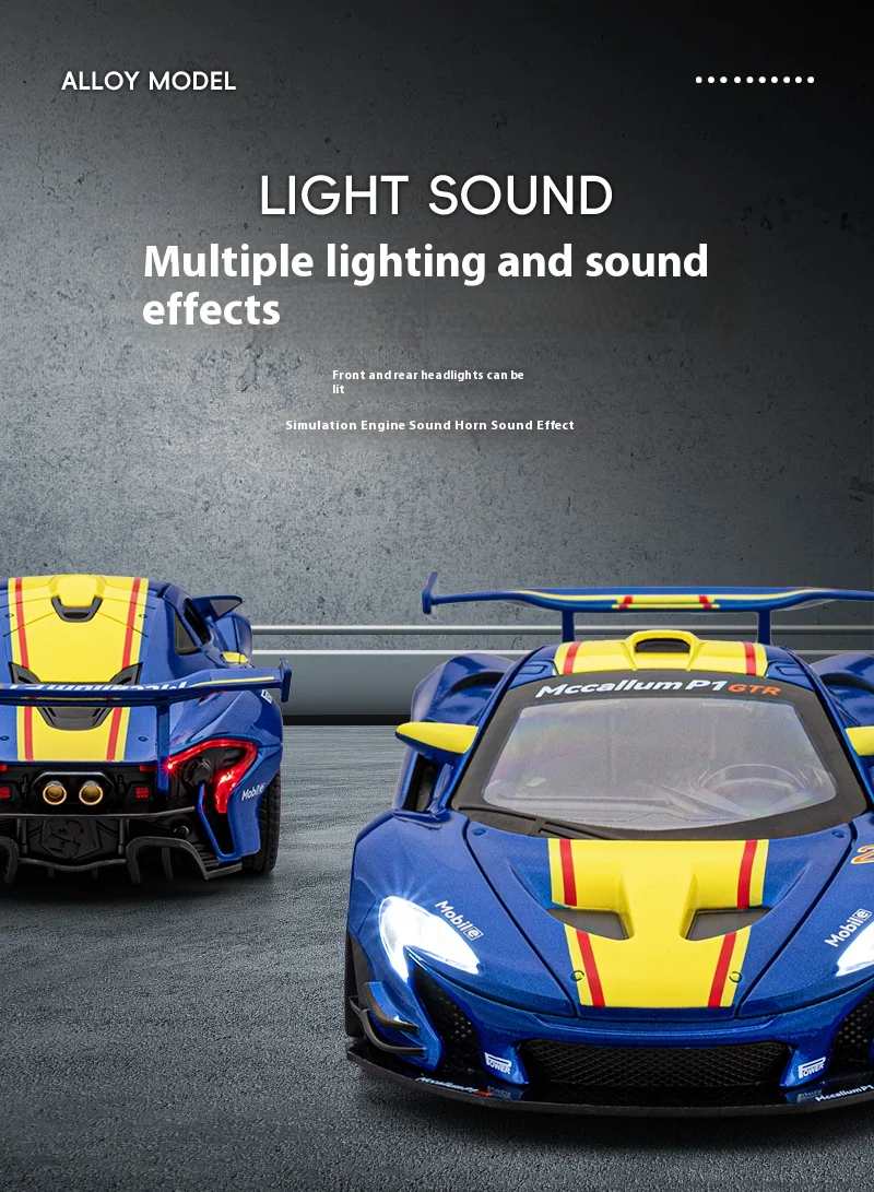 1:22 Mclaren P1 Gtr Supercar Alloy Metal Diecast Model Car Sound &Amp; Light
